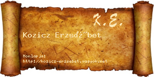 Kozicz Erzsébet névjegykártya